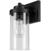 Globe Electric Axel Matte Black Minimalist Indoor/Outdoor 1-Light Wall Sconce with Seeded Glass Shade 44543 - The Home Depot